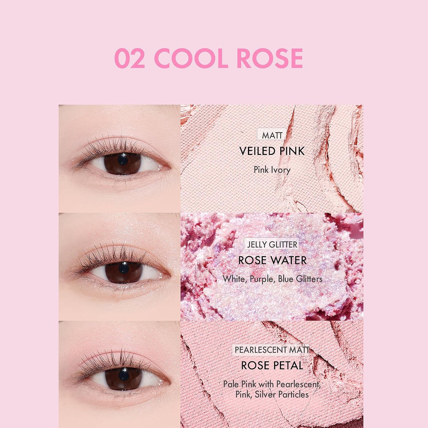 Amuse SEOUL Eye Color Palette 02 COOL ROSE | rose tones | Soft shading, makeup variety of textures, sensuous, vibrant layering, cruelty-free, eco-friendly, vegan