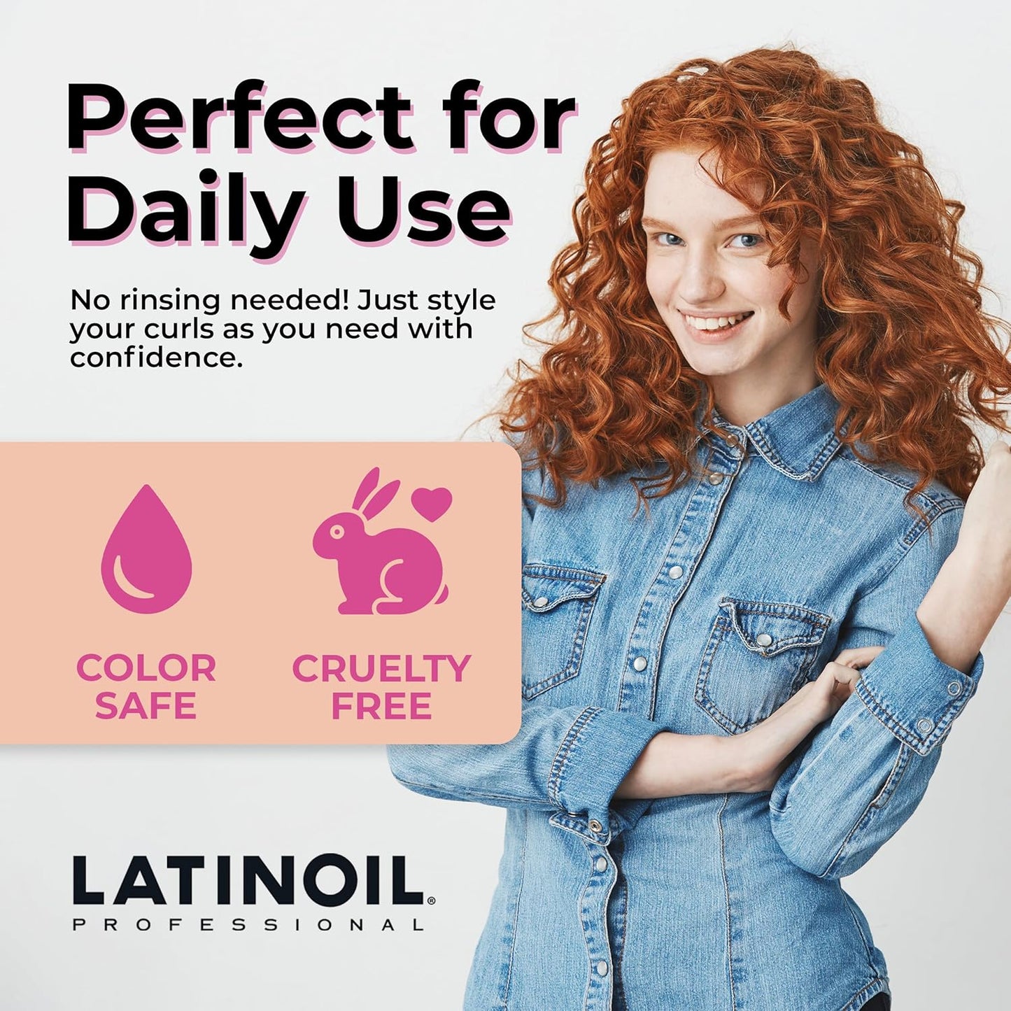 LATINOIL - Curl Defining Hair Cream - Lightweight Curl Enhancing Cream for Curly & Wavy Hair - Anti Frizz Moisturizing Styling Product with Chia Seed Oil & Amino Acids - Leave In Conditioner - 8.1 Oz