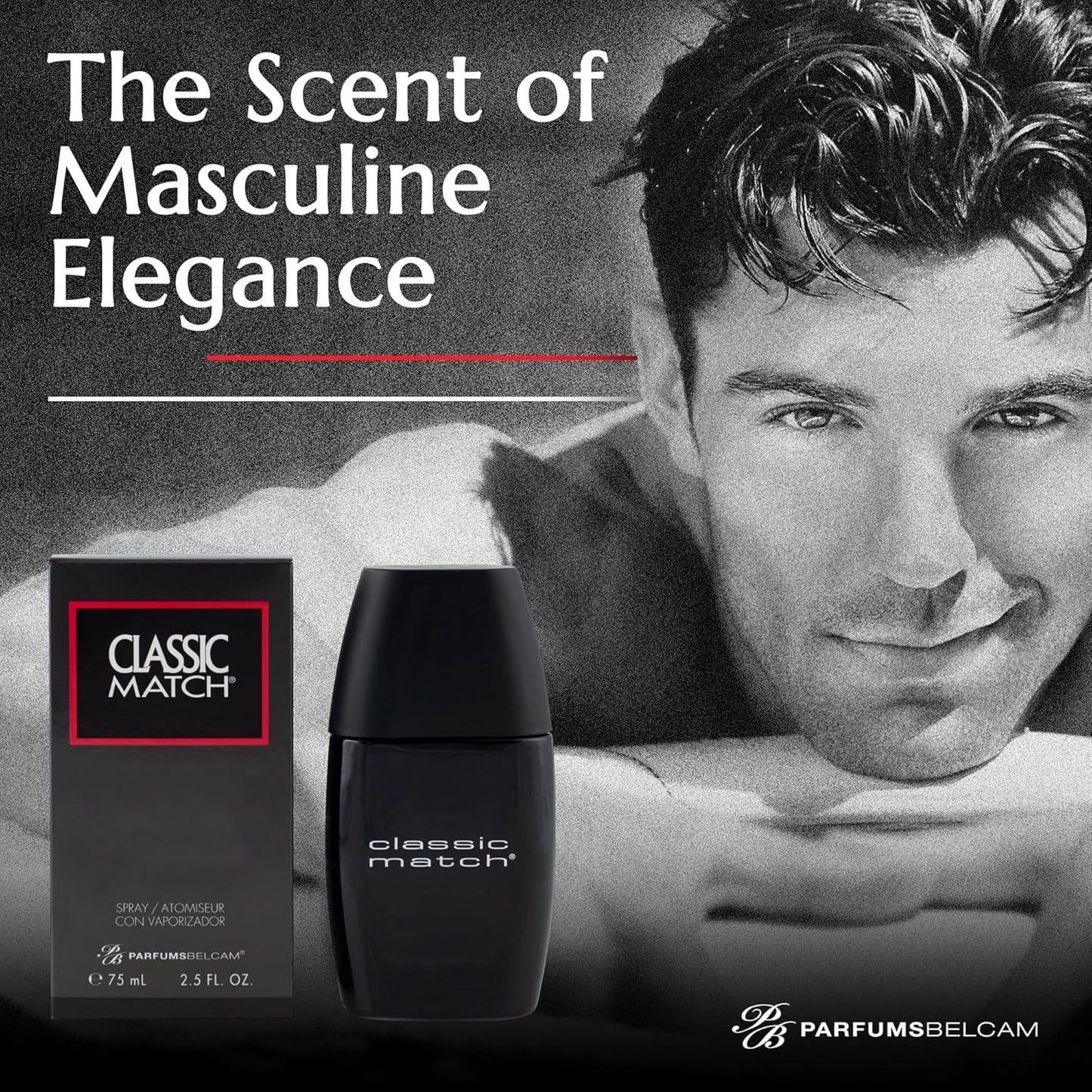 PB ParfumsBelcam CM Noir Eau De Toilette Spray for Men – Fresh Fougere Cologne, Bergamot, Basil, Patchouli, Long-Lasting Scent, Masculine Fragrance – 2.5 Fl Oz