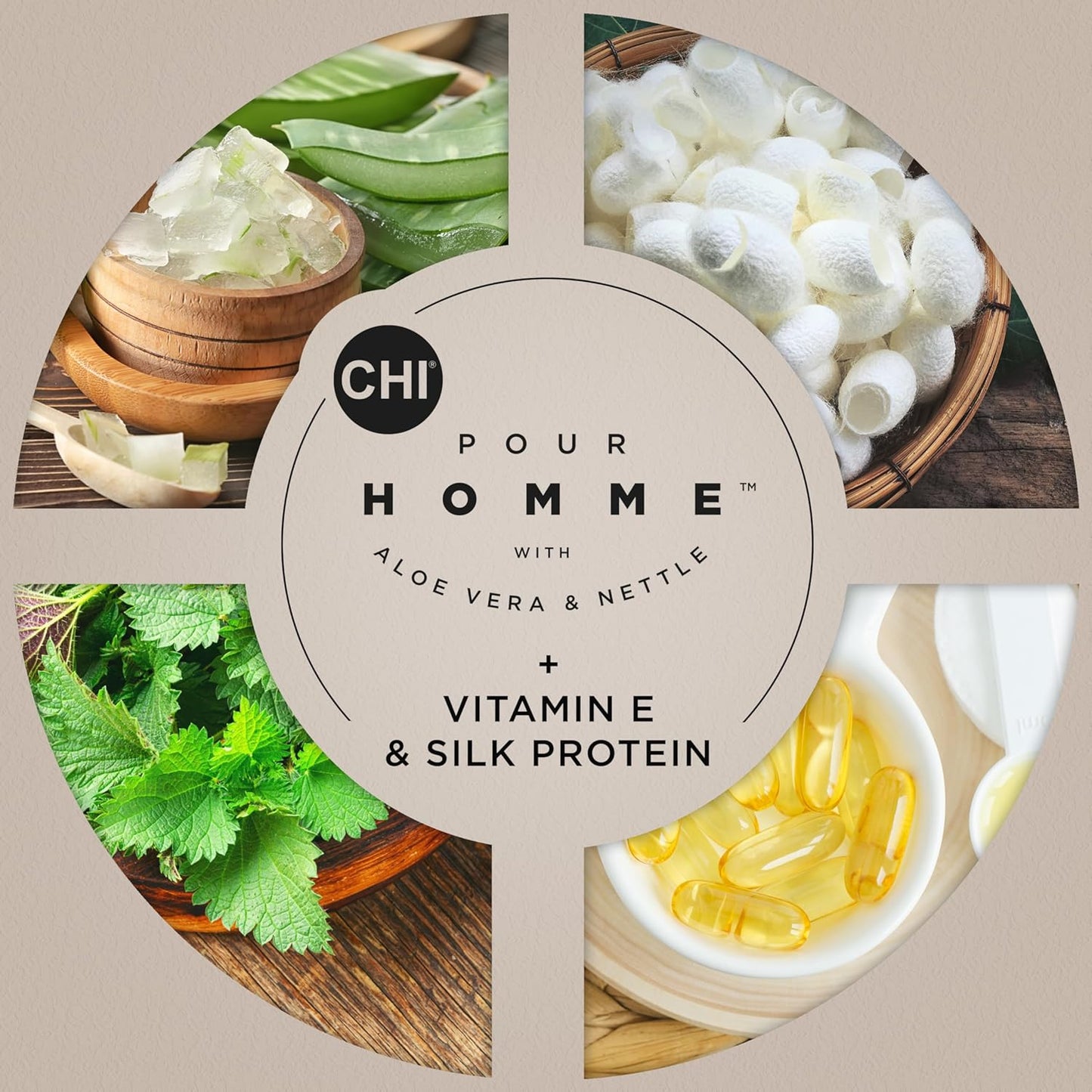 CHI Pour Homme 3-in-1 Cleansing & Moisturizing Hair, Face & Body Wash for Men, Made With Aloe Vera & Nettle, Fresh, Woody Scent, Sulfate-Free, 11.5 oz