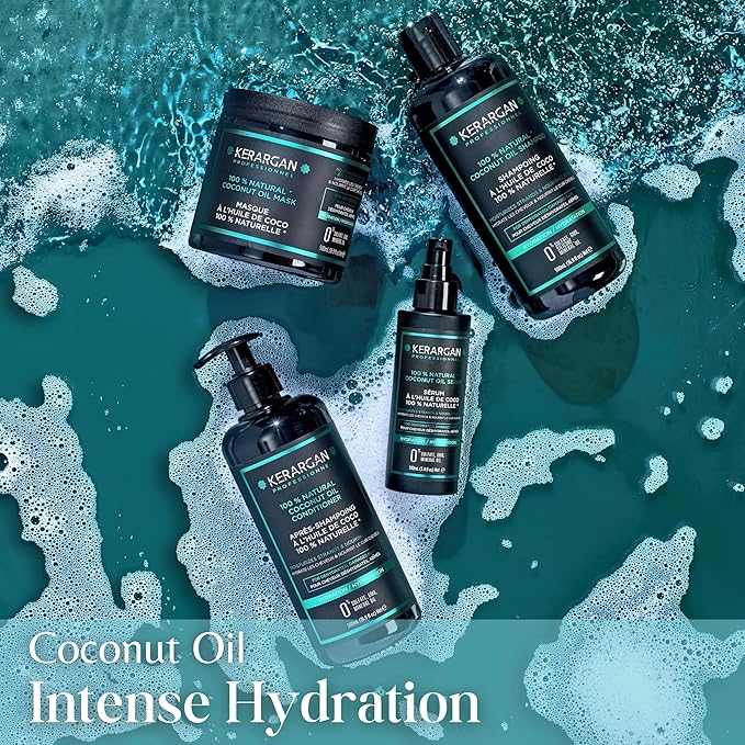 KERARGAN - Moisturizing Coconut Oil Serum - Protection & Nutrition for Dry and Damaged Hair - Radiance and Softness - Free of sulfates and GMOs - 3.4 Fl oz