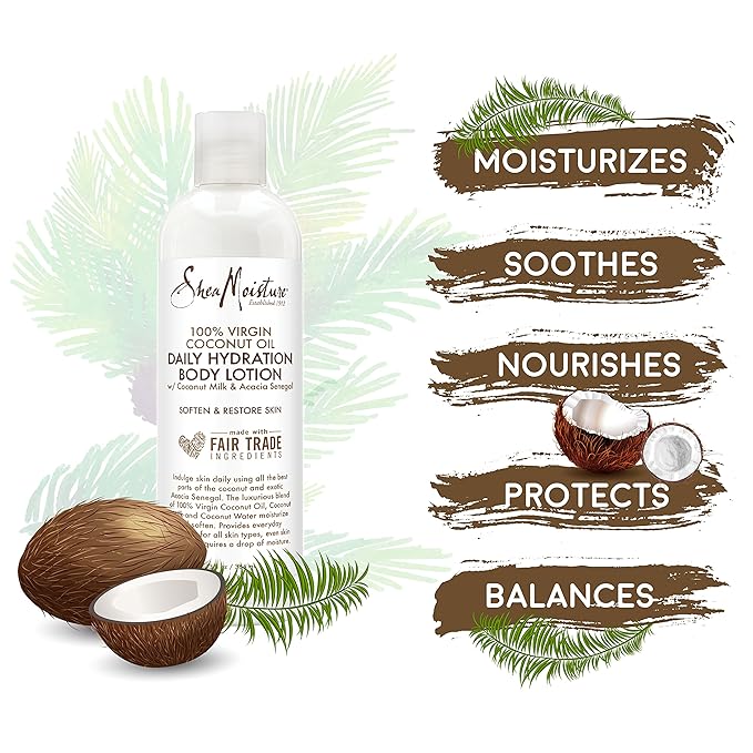 100% Virgin Coconut Oil Daily Hydration Body Lotion by Shea Moisture for Unisex - 13 oz Body Lotion