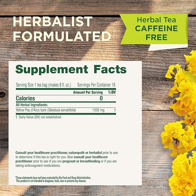 Traditional Medicinals Tea, Yellow Pau d'Arco, Everyday Wellness, 96 Tea Bags (6 Pack)