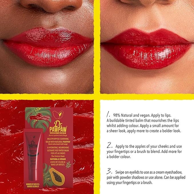 Ultimate Red Multipurpose Tinted Set - Lip Moisturizer with Buildable Color - Natural Tinted Lip Balm - Safe for Sensitive Skin - 2 pc