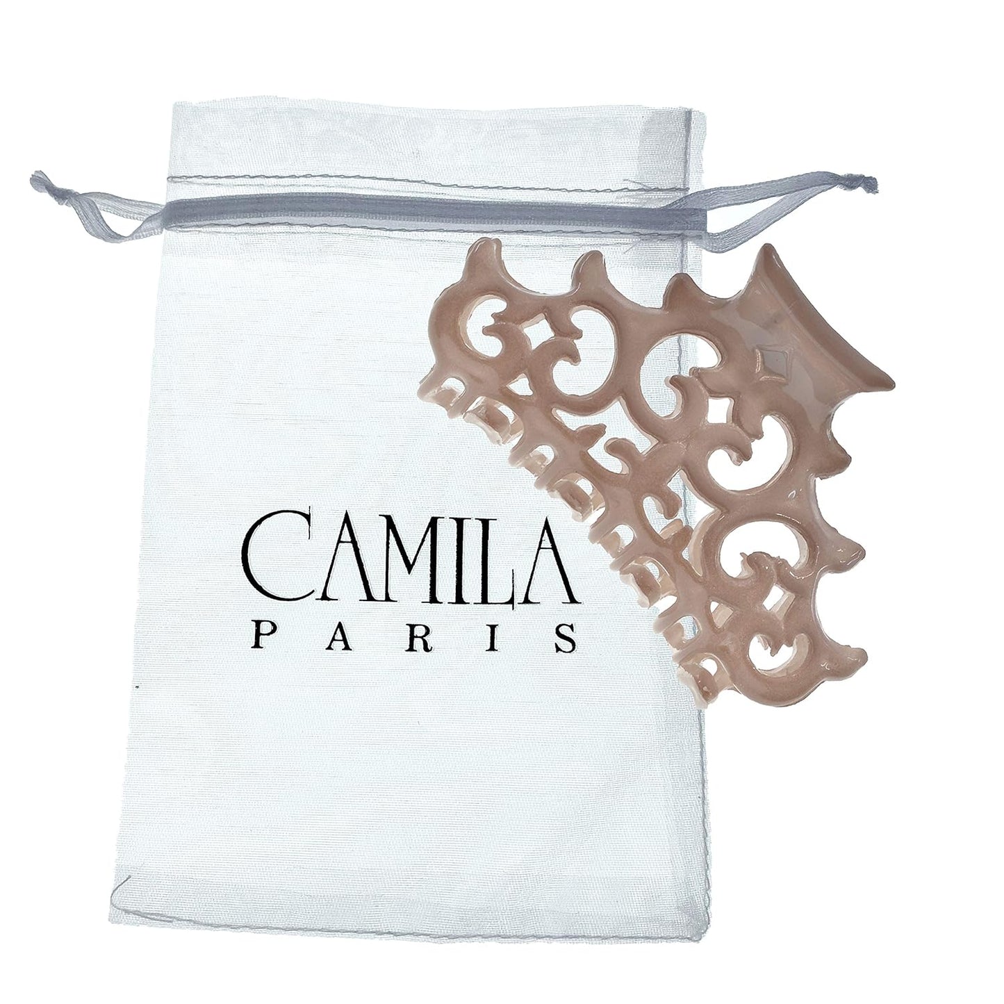 Camila Paris CP2906 French Hair Clip for Women, Amber, Girls Hair Claw Clips Jaw Fashion Durable and Styling Hair Accessories for Women, Strong Hold No Slip Grip, Made in France