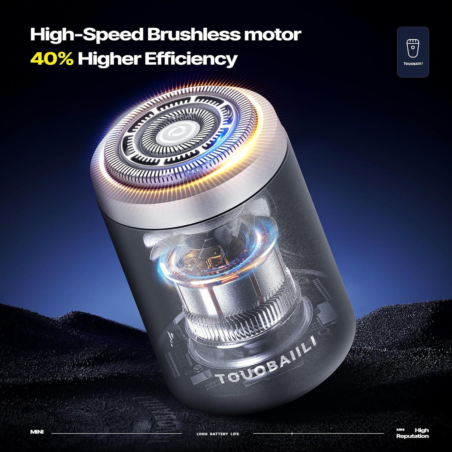 Electric Foil Shaver for Men, IPX7 Waterproof Cordless Razor – Mini Travel Shaver for Face & Body, USB-C Fast Charging, Wet/Dry Shower Use, Portable Electric Razor for Sensitive Skin