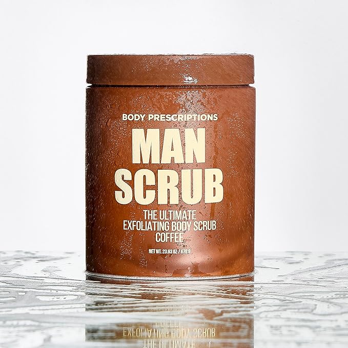 Body Prescriptions Men’s Exfoliating Body Scrub – Ultimate Skin Cleansing Wash in Jar with Twist-Top Lid, For All Skin Types, 21 Ounce (Pack of 2), Coffee