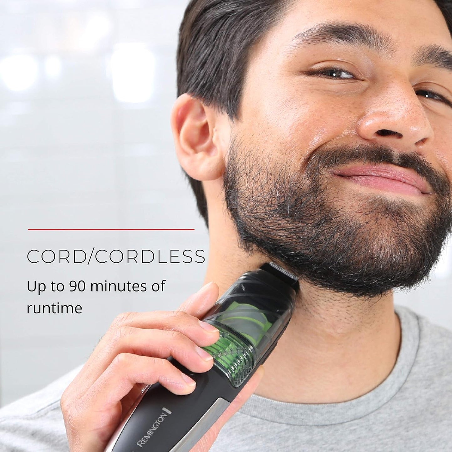 Remington Vacuum Beard Trimmer,13 Length and Style Settings with Adjustable Length Comb (2-18mm),Vacuum Trimmer for Beard, Mustache, and Stubble, Rechargeable Lithium Power, Washable, Removable Blades