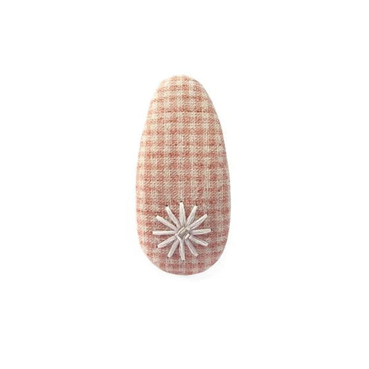 Embroidered Hair Clips (Pink Star Checkers)