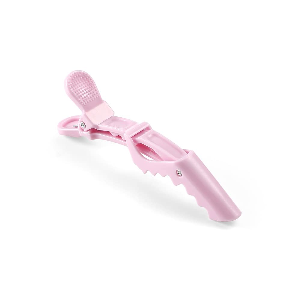 10pcs/set Multicolor Croc Clips Transparent Plastic Hairdresser Clip Hair Styling Sectioning Barrettes Professional Non Slip Alligator Clips Salon DIY Accessories Hairpins (10pcs-Light Pink)