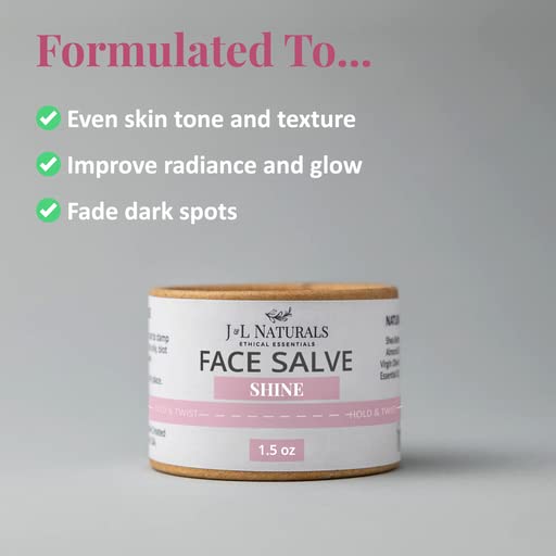 J&L Naturals Sustainable Face Salve Moisturizer for Combination Skin & Oily Skin | Organic Ingredients, 100% Natural | Cruelty Free, Vegan, Paraben Free (1-Pack) (Shine, 1.5 Oz (Pack of 2))