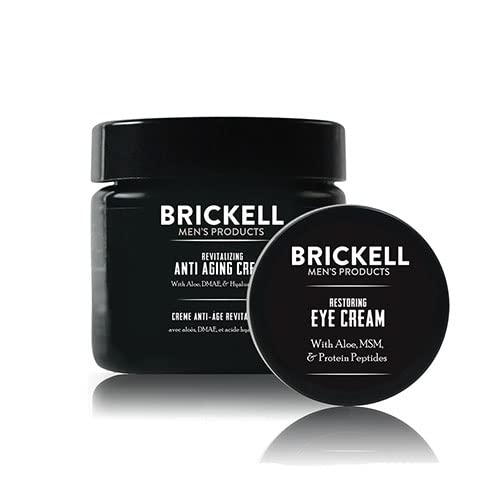 Brickell Men's Ultimate Anti-Aging Routine, Anti-Wrinkle, Night Face Cream and Eye Cream to Reduce Puffiness, Wrinkles, Dark Circles, Under Eye Bags, Natural and Organic, Unscented