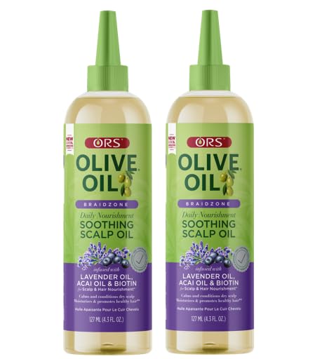 ORS Olive Oil Braidzone Soothing Scalp Oil with Lavender, Acai & Biotin for Nourishment 4.3 oz (Pack of 2)