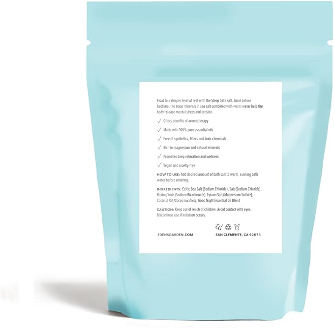 Edens Garden Good Night Bath Salt Soak – Sleep Blend with Essential Oils, Soothing Lavender, Epsom, Dead Sea Salt & Magnesium – Natural Bath Soaking Salts for Good Sleep & Relaxing, 10 oz (283 g)