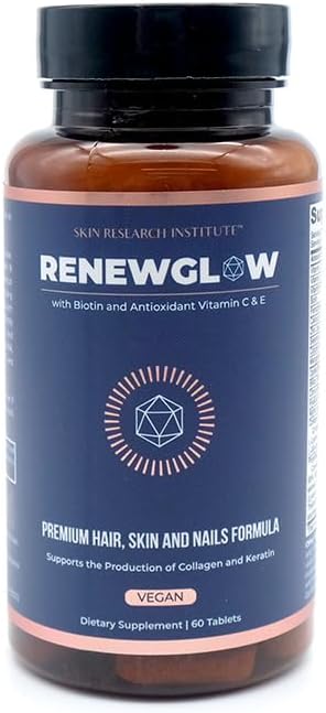 Renewglow Hair Supplement, Proven to Promote Healthy Hair Growth Supports Thicker, Fuller Hair and Healthier Skin, Ages 35 and Up