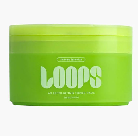 LOOPS Exfoliating Toner Korean Skincare - Refine, Resurface, and Rebalance Skin - Brightening & Anti-Aging Skincare - Pre-Soaked Bamboo Pad - Vegan, Natural, Biodegradable Toner Pads for Face