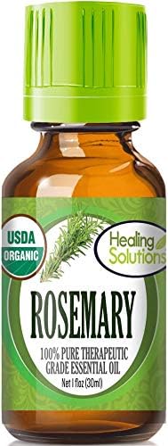 Healing Solutions Rosemary Essential Oil (1 oz/30 ml), Organic and Undiluted, Pure Rosemary Oil for Hair, Diffuser, Skin, & Aromatherapy