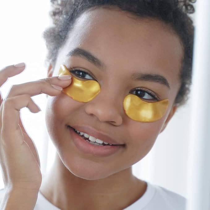 Under Eye Mask Gold Pairs - Reduce Dark Circles, Puffy Eyes, Undereye Bags, Wrinkles - Gel Under Eye Patches - Gifts for Men & Women - Vegan Cruelty Free