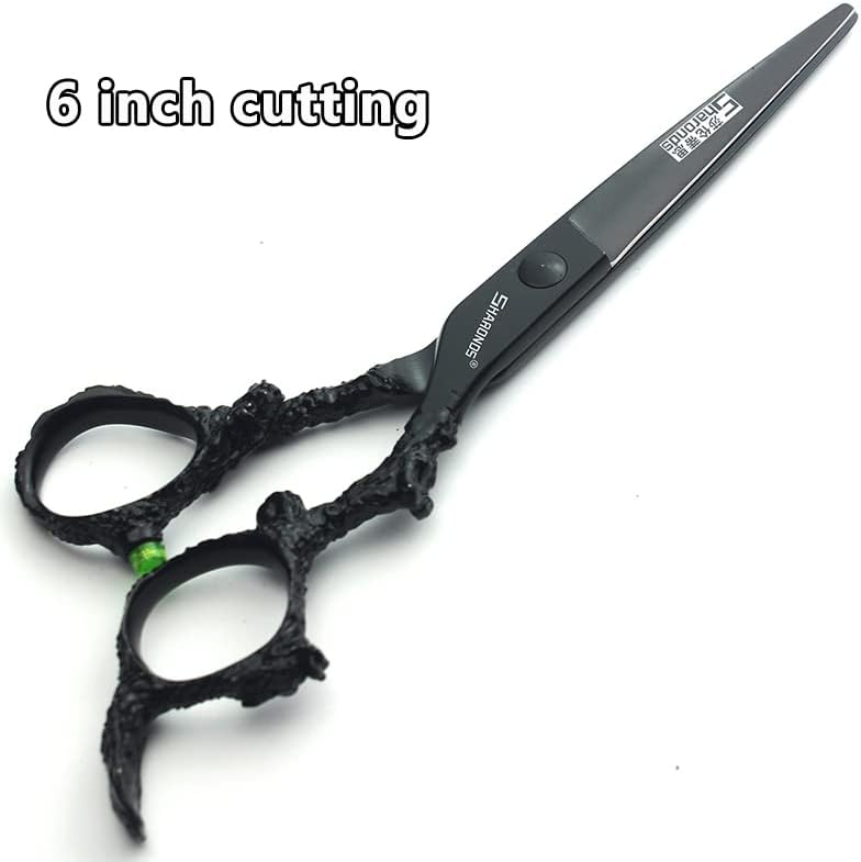 6 inch hair stylist barber scissors black plate dragon 440C hairdressing cutting scissors+thinning scissors (6 inch 2PC)