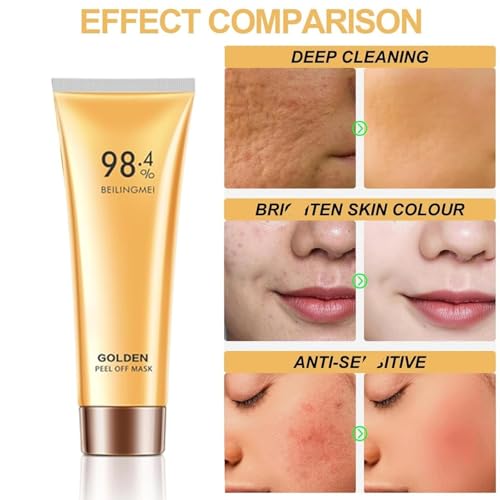 2pcs Gold Foil Peel-Off Mask,98.4% Gold Facial Mask, Gold Peel Off Face Mask, Gold Face Mask for Moisturizing