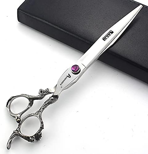 6/7/7.5/8/9 inch scissors silver professional hairdresser hair cut and trim diluted sharp 440C steel (7 inch flat shear-A)