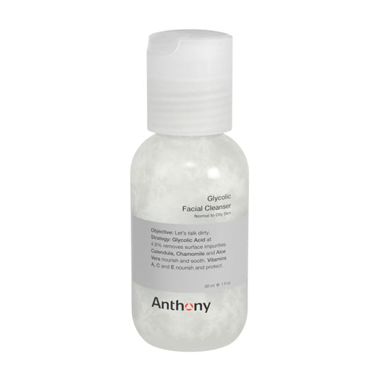 Anthony Glycolic Facial Cleanser for Men, Daily Exfoliating & Hydrating Face Wash, Shave Prep, Non-Foaming, Deep Cleansing, Gentle on Sensitive Skin, Removes Dirt & Oil, Smooths Texture, 1 Fl Oz