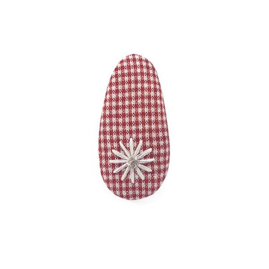 Embroidered Hair Clips (Red Star Checkers)