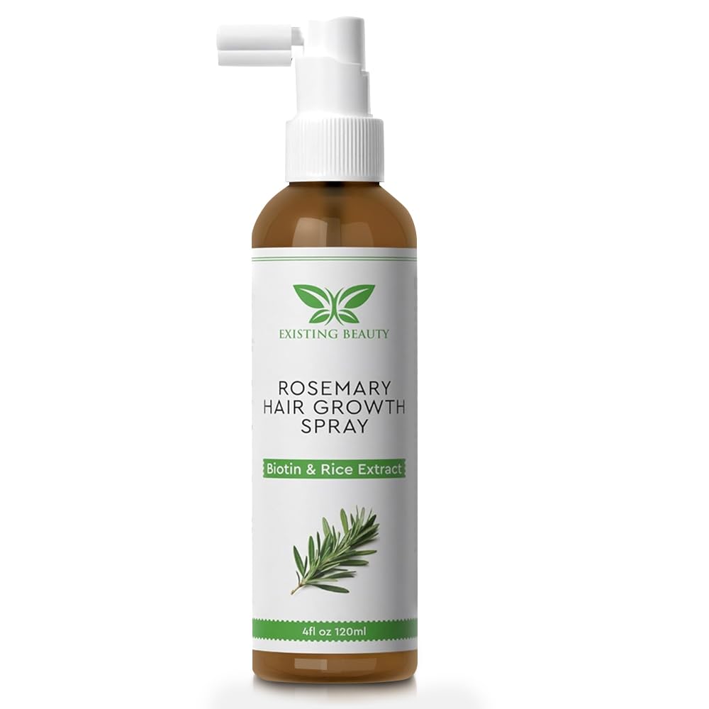 Rosemary and Rice Hair Growth Spray - With Biotin, Castor, Peppermint, Tea Tree Oil & More - For Thicker, Fuller Hair by Existing Beauty 4oz
