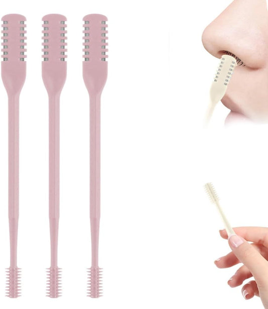 2025 Upgraded Nasal Hair Cutter, 2-in-1 Professional Nostril Hair Remover Tool, Sharp & Safe Double Sided Knife, 360° Rotating Nose Hairs Removal Trimmer Travel Essentials (Pink, 3PCS)