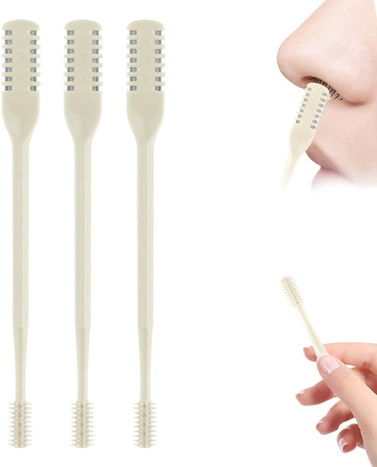 2025 Upgraded Nasal Hair Cutter, 2-in-1 Professional Nostril Hair Remover Tool, Sharp & Safe Double Sided Knife, 360° Rotating Nose Hairs Removal Trimmer Travel Essentials (Beige, 3PCS)