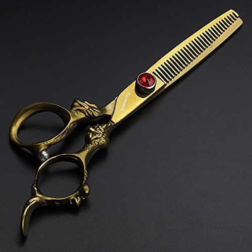 Gold Dragon Professional Hairdressing Scissors - 7/7.5/8 Inch, Gold and Black, 6 Inch 2-Piece Set