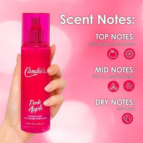 CANDIE'S Pink Apple Fragrance Mist - Sweet, Long-Lasting Perfume for Women, Luxurious All-Day Freshness, Ideal Body Cologne for Ladies, Feminine Scent, Lasts All Day, Must-Have Fragrance, 8.4 fl oz