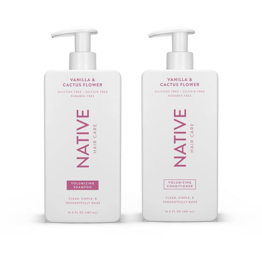 Native Vanilla & Cactus Flower 2-in-1 Shampoo & Conditioner Contain Naturally Derived Ingredients |All Hair Type Color & Treated, Fine to Dry Damaged, Sulfate & Dye Free - 2-Pack