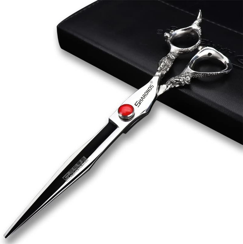 professional haircut scissors rose gold high hardness sharp 440c hairdresser hairstyle trim and hair sparse (8-inch flat)