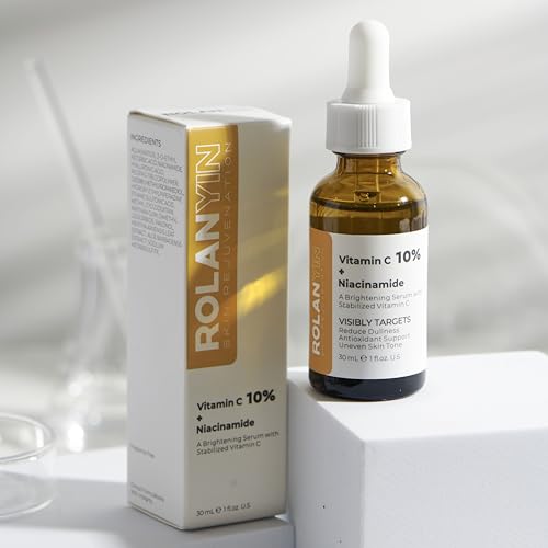 ROLANYIN Vitamin C 10% + Niacinamide Facial Serum Hydration Reducing Fine Lines Wrinkles Skin Firming Anti Aging Formula Boosting Radiance Improving Texture Skin Care