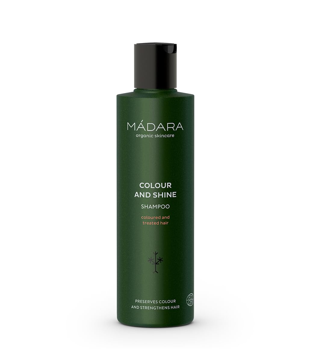 MÁDARA Organic Skincare | Colour and Shine Shampoo, 200ml – Natural shampoo for coloured hair, Helps maintain colour and lustre, Nature-inspired hair care, Vegan, COSMOS Natural certified
