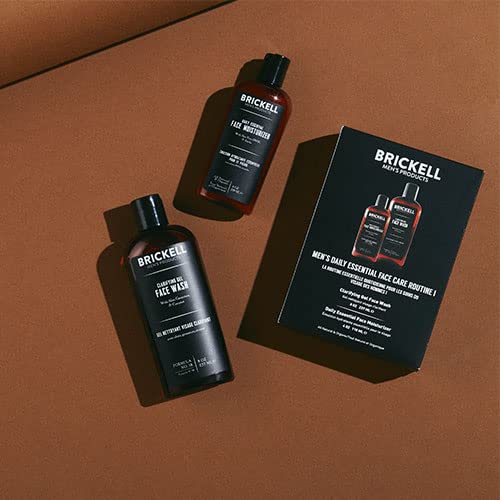 Brickell Men's Daily Essential Face Care Routine I, Gel Facial Cleanser Wash and Face Moisturizer Lotion, Men's Skincare Gift Set Natural and Organic, Scented