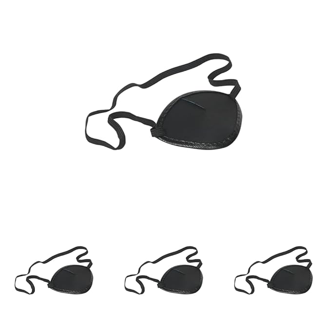 Flents Eye Patch, Black, Concave Shape for Pressure-Free Comfort, One Size Fits Most, Lightweight & Adjustable Strap, Ideal for Eye Protection, Amblyopia Treatment, or Post-Surgery Recovery