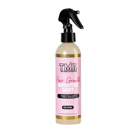 The Mane Attraction’s Nourishing Daily Hair Growth Moisture Mist for ALL Hair Types, Lightweight Moisturizer for Thicker, Longer Hair. Infused with Aloe Vera Juice, Sweet Almond Oil, and Honey. 8oz