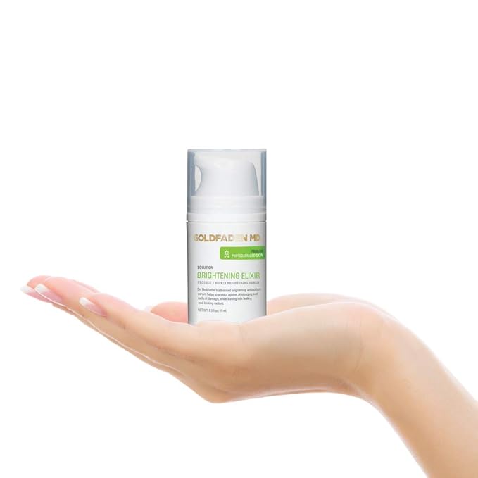 GOLDFADEN MD Brightening Elixir | Serum w/Vitamin C, Ferulic Acid, Vitamin B & Vitamin E | Helps Aid Against The Appearance Of Photoaging | Leaves Skin Feeling Hydrated & Looking Radiant .5 fl oz