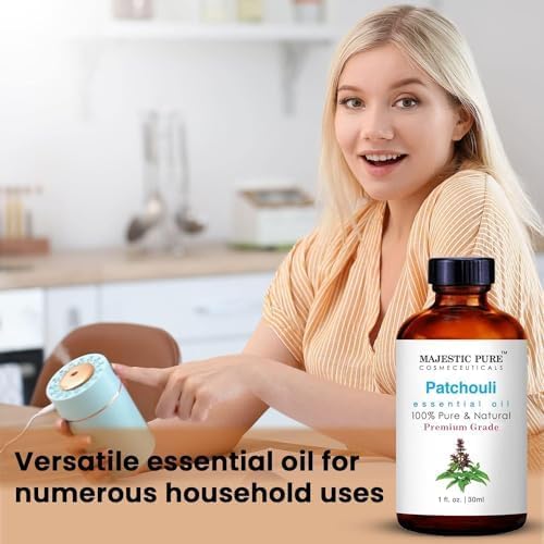 MAJESTIC PURE Patchouli Essential Oil | 100% Pure and Natural Patchouli Oil | Premium Grade Essential Oils for Hair Care, Home Diffusers, Skin, Aromatherapy, Massage and Humidifiers | 1 Fl Oz