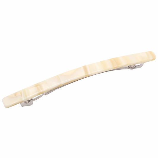 French Amie Long and Thin Large 4" Handmade Celluloid Hair Barrette Clip for Girls Automatic Strong Hold Hair Clips for Women No Slip Durable Paris Hair Accessories, Made in France (Cream Nougat)