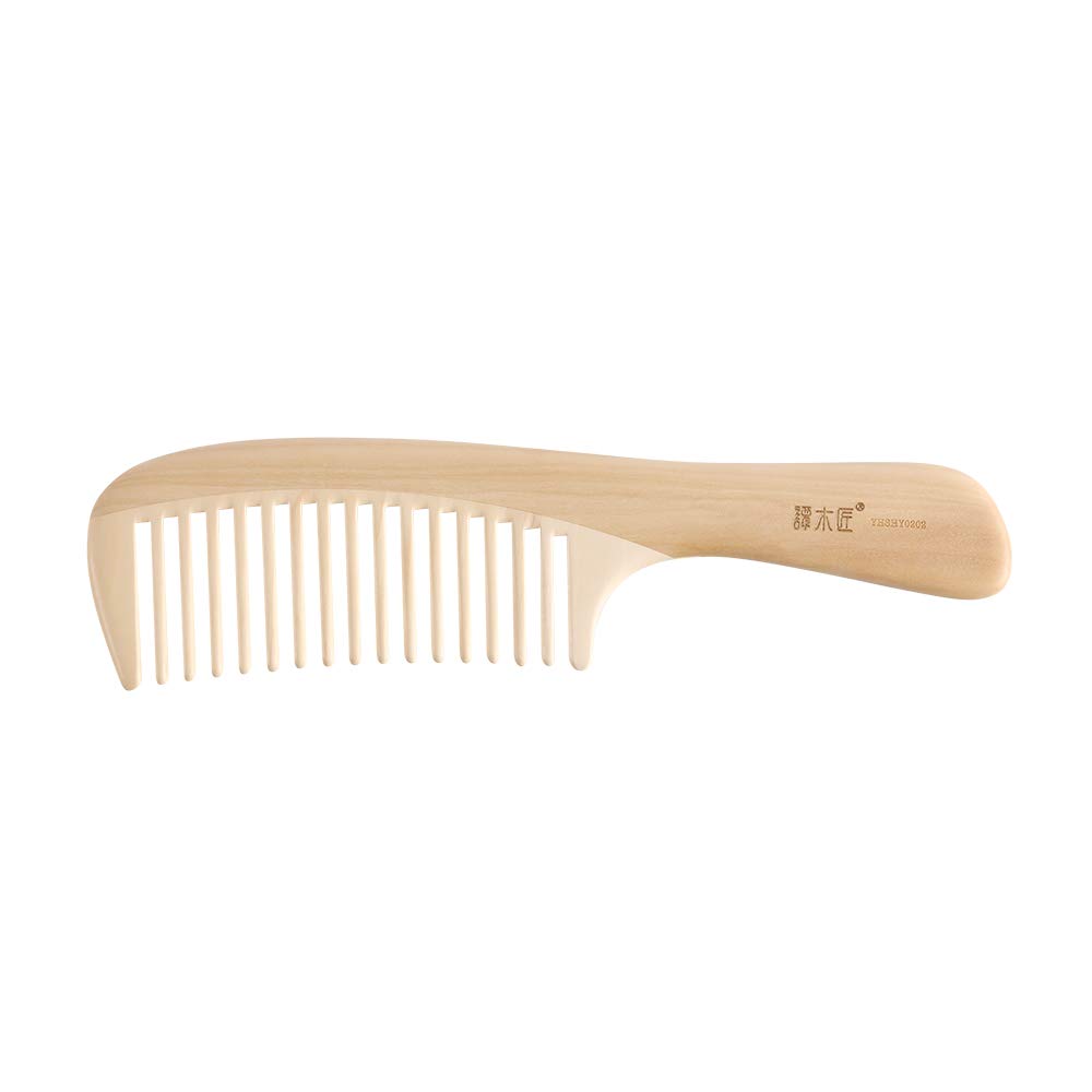 TAN MUJIANG Wood Wide Tooth Hair Comb for Curly Hair Natural Water Boxwood Anti-static YHSHY0202