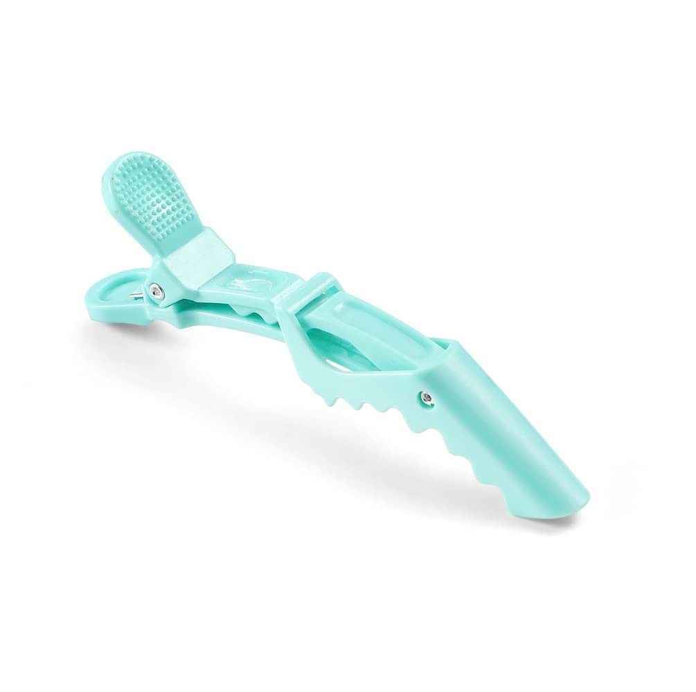 10pcs/set Multicolor Croc Clips Transparent Plastic Hairdresser Clip Hair Styling Sectioning Barrettes Professional Non Slip Alligator Clips Salon DIY Accessories Hairpins (10pcs-Cyan)