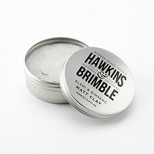 Hawkins & Brimble - Matt Clay Mens Hair Styling, 100ml - Non Greasy Matte Clay for Light, Medium and Strong Hold - Elemi and Ginseng Softens Repairs Allows for Restyling - Ideal for Dry and Damp Hair
