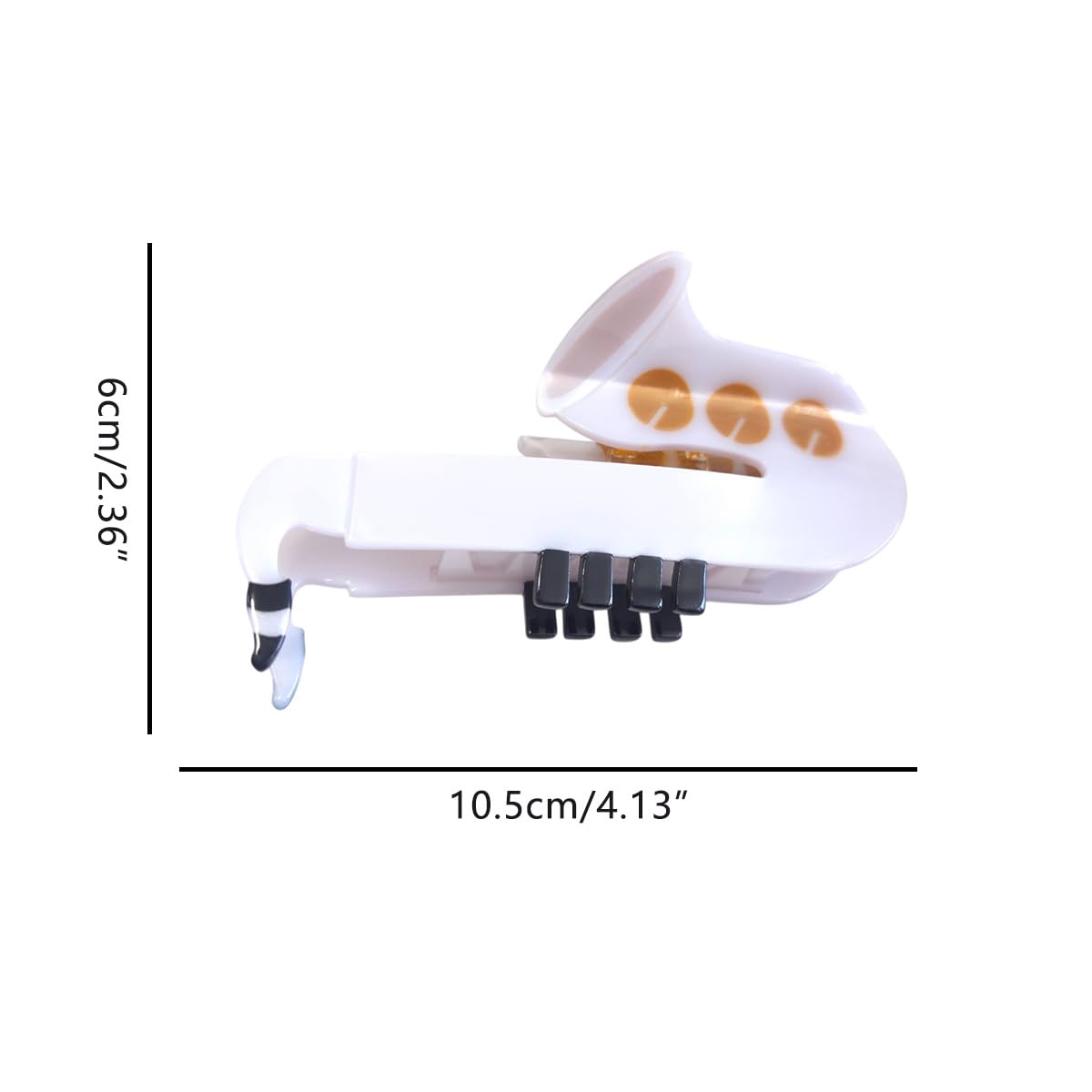Funny Saxophone Hair Clip,Novelty Acetate Claw Clips,Music Instrument Hair Clips for Women,White