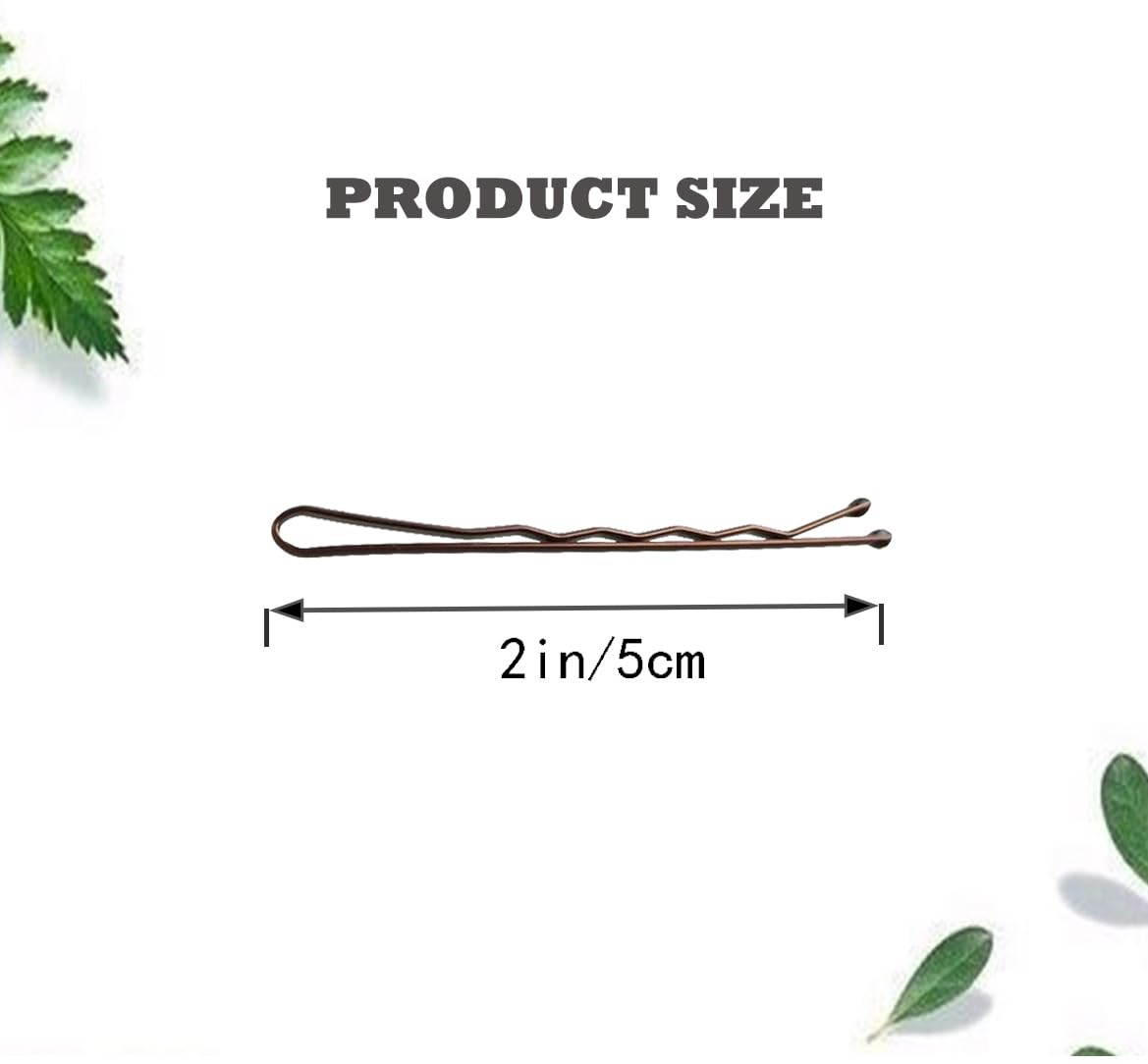 2 Inch Brown Hair Bobby Pins Metal Clips Twisted Spiral Curved Ball Tips Non-slip Decorative Long Short Women Girls Nickel Free Hairdressing Wedding Accessories with Case 100 PCS