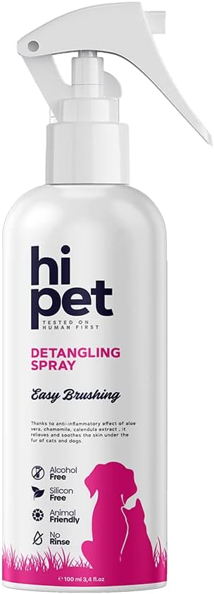 Hi Pet Doodle Detangler Spray for Dogs and Cats, Healthy and Shiny Furs, Cat and Dog Detangler Spray Dematting, Leave in Conditioner for Dogs and Cats, All Natural Formula, 3.38 Fl Oz