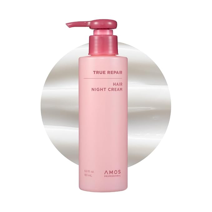 AMOS PROFESSIONAL True Repair Hair Night Cream l Overnight Hair Leave-in Conditioner, Hydrating & Deep Conditioning for Dry and Damaged Hair, 6.0 fl.oz