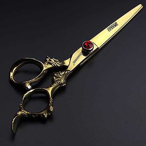 Gold Dragon Professional Hairdressing Scissors - 7/7.5/8 Inch, Gold and Black, 6 Inch 2-Piece Set